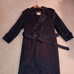 Men's Black London Fog Trench Coat Overcoat 42R